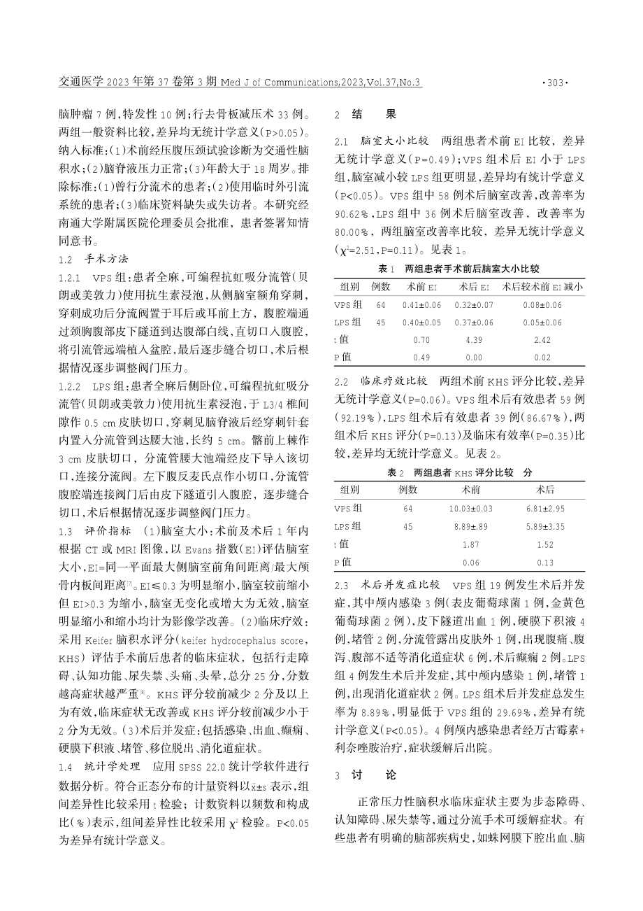 VPS与LPS治疗正常压力性脑积水短期临床疗效及并发症比较.pdf_第2页