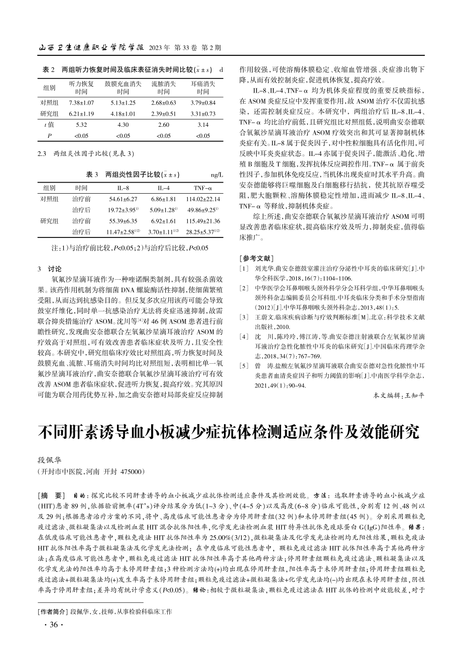 不同肝素诱导血小板减少症抗体检测适应条件及效能研究.pdf_第1页