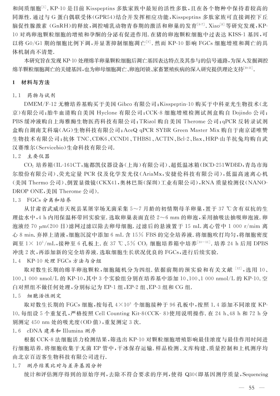 KP-10对绵羊卵泡颗粒细胞增殖及凋亡相关 基因表达的作用研究.pdf_第2页