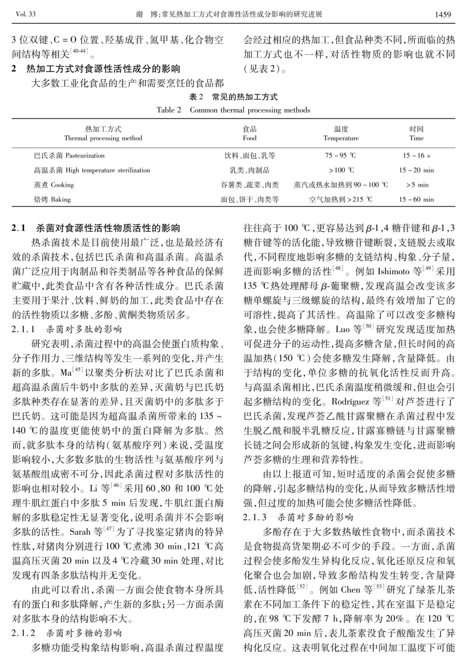 常见热加工方式对食源性活性成分影响的研究进展.pdf_第3页