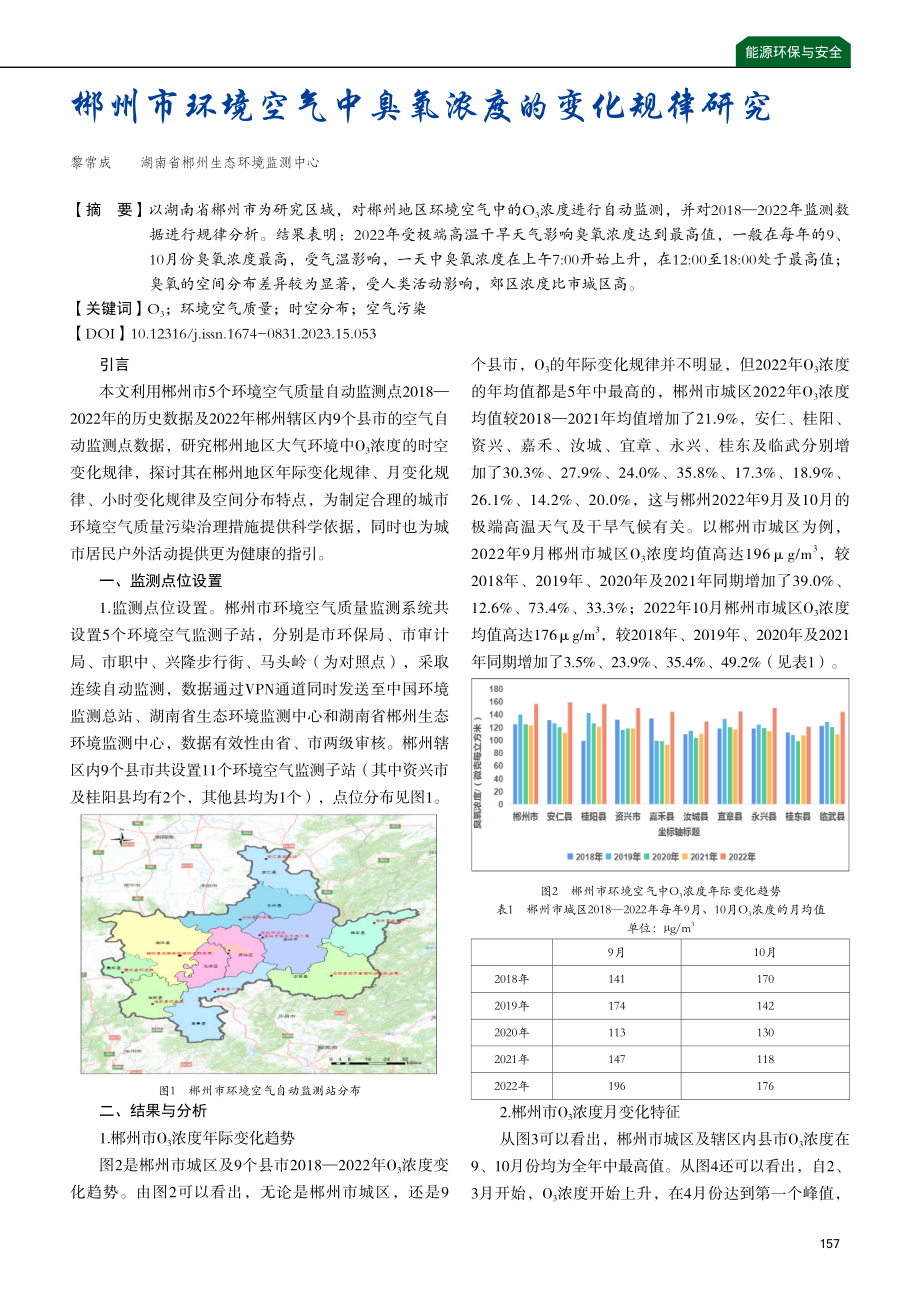 郴州市环境空气中臭氧浓度的变化规律研究.pdf_第1页