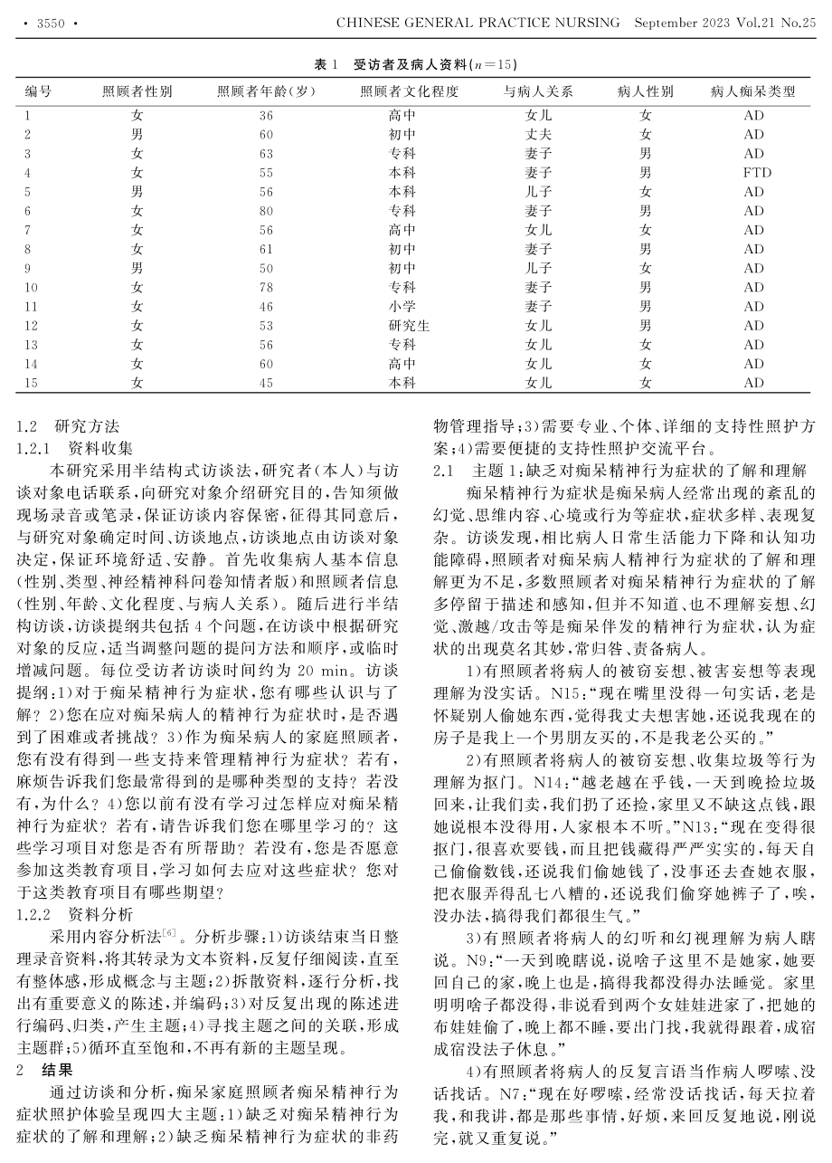 痴呆家庭照顾者痴呆精神行为症状照护体验的质性研究.pdf_第2页