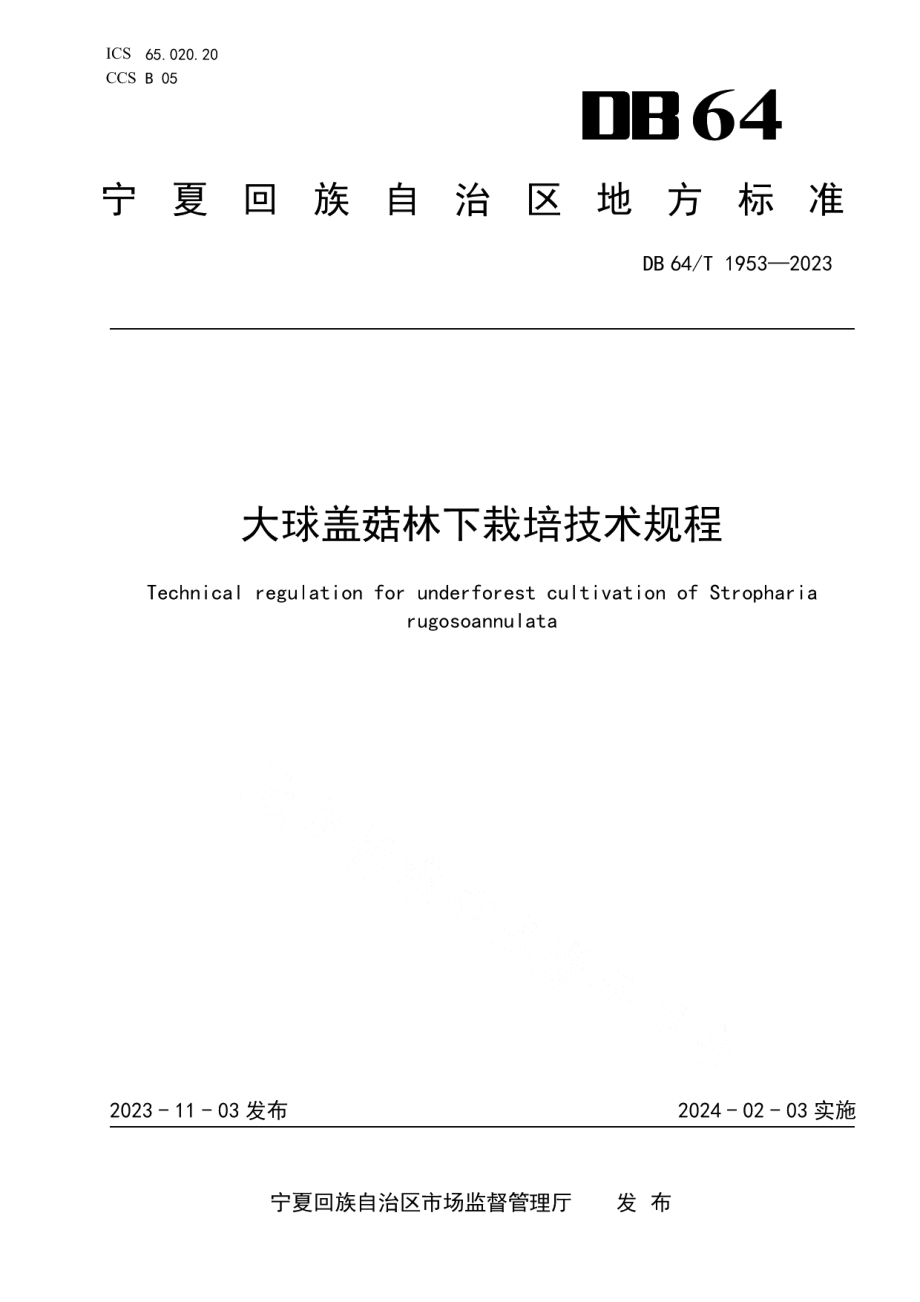 DB64T 1953-2023大球盖菇林下栽培技术规程.pdf_第1页