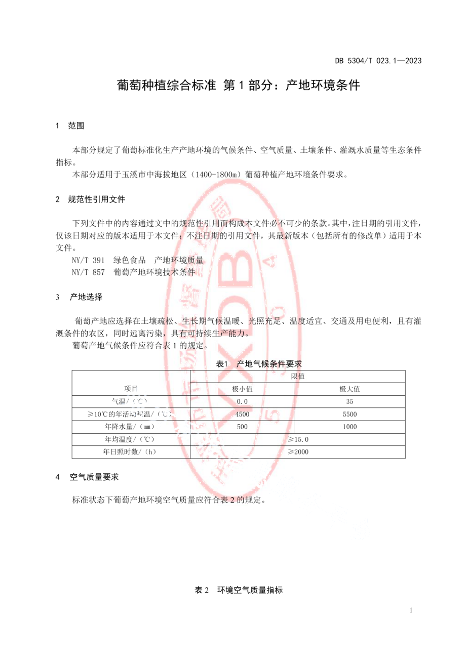 DB5304T 023.1-2023葡萄种植综合标准 第1部分：产地环境条件.pdf_第3页