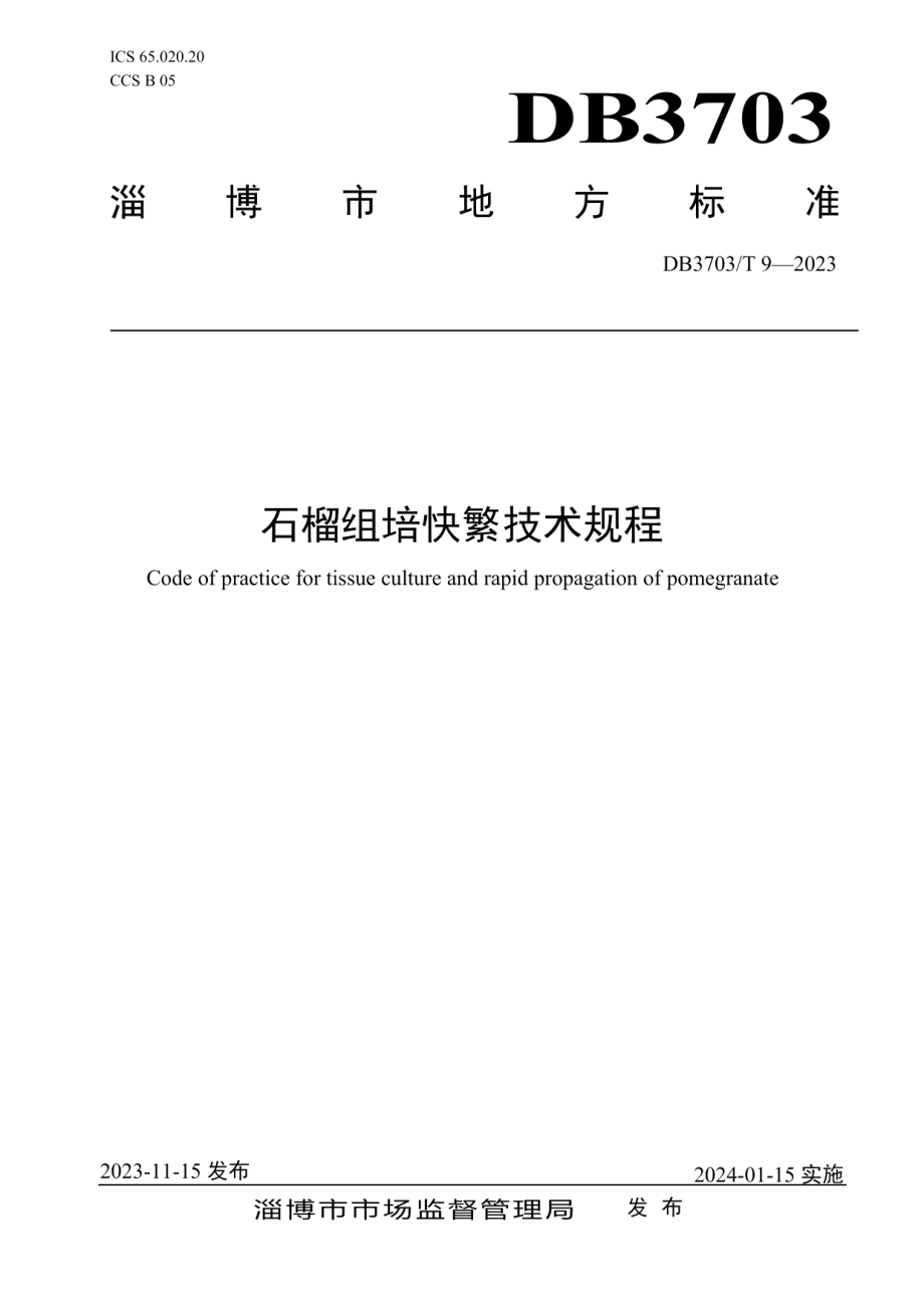 DB3703T 9-2023石榴组培快繁技术规程.pdf_第1页