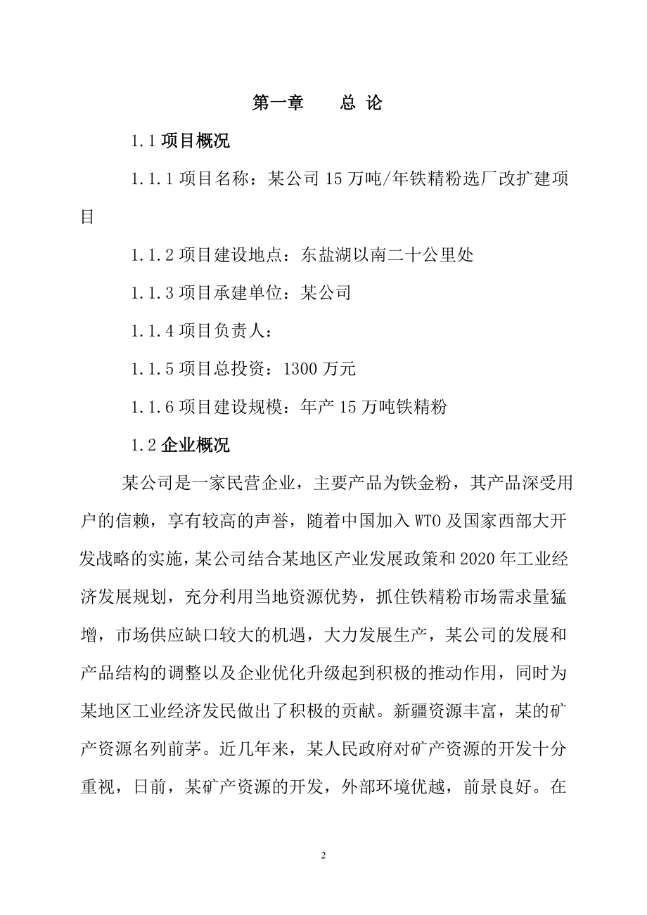 某公司15万吨年铁精粉选厂改扩建项目.doc_第3页