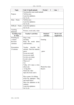 牛津上海版三上Unit 11《Small animals》（Period 3）word教案[旺旺：知行学堂].doc