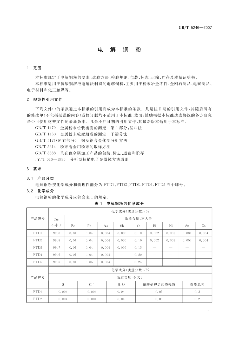 电解铜粉 GBT 5246-2007.pdf_第3页