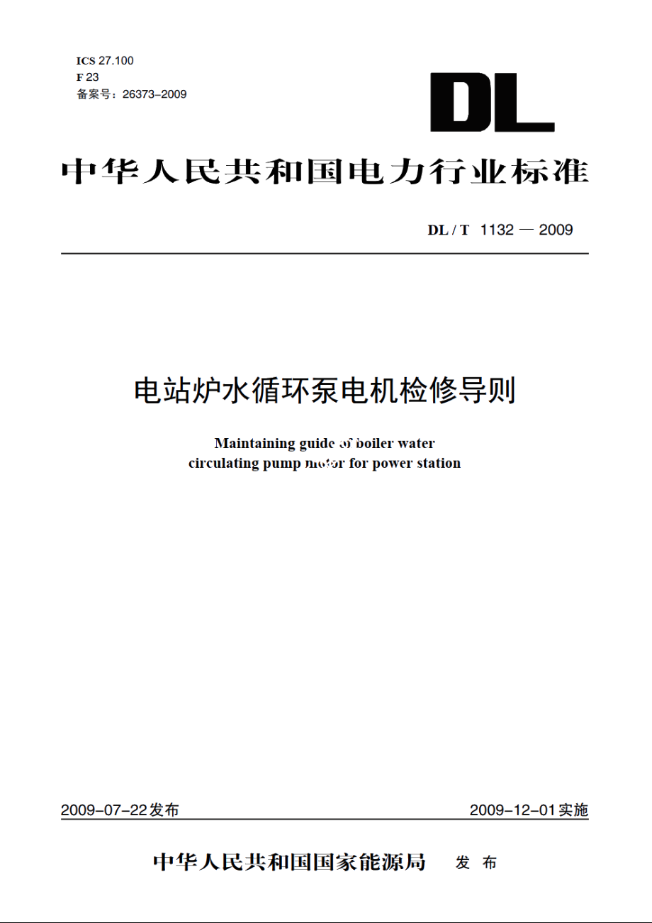 电站炉水循环泵电机检修导则 DLT 1132-2009.pdf_第1页