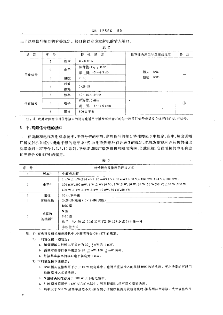 声音和电视广播发射设备信号链接口 GBT 12566-1990.pdf_第3页