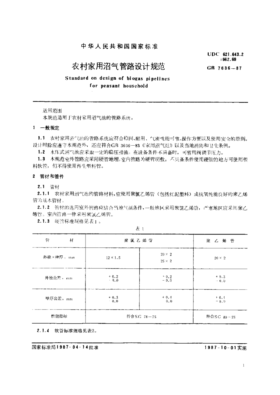 农村家用沼气管路设计规范 GBT 7636-1987.pdf_第2页