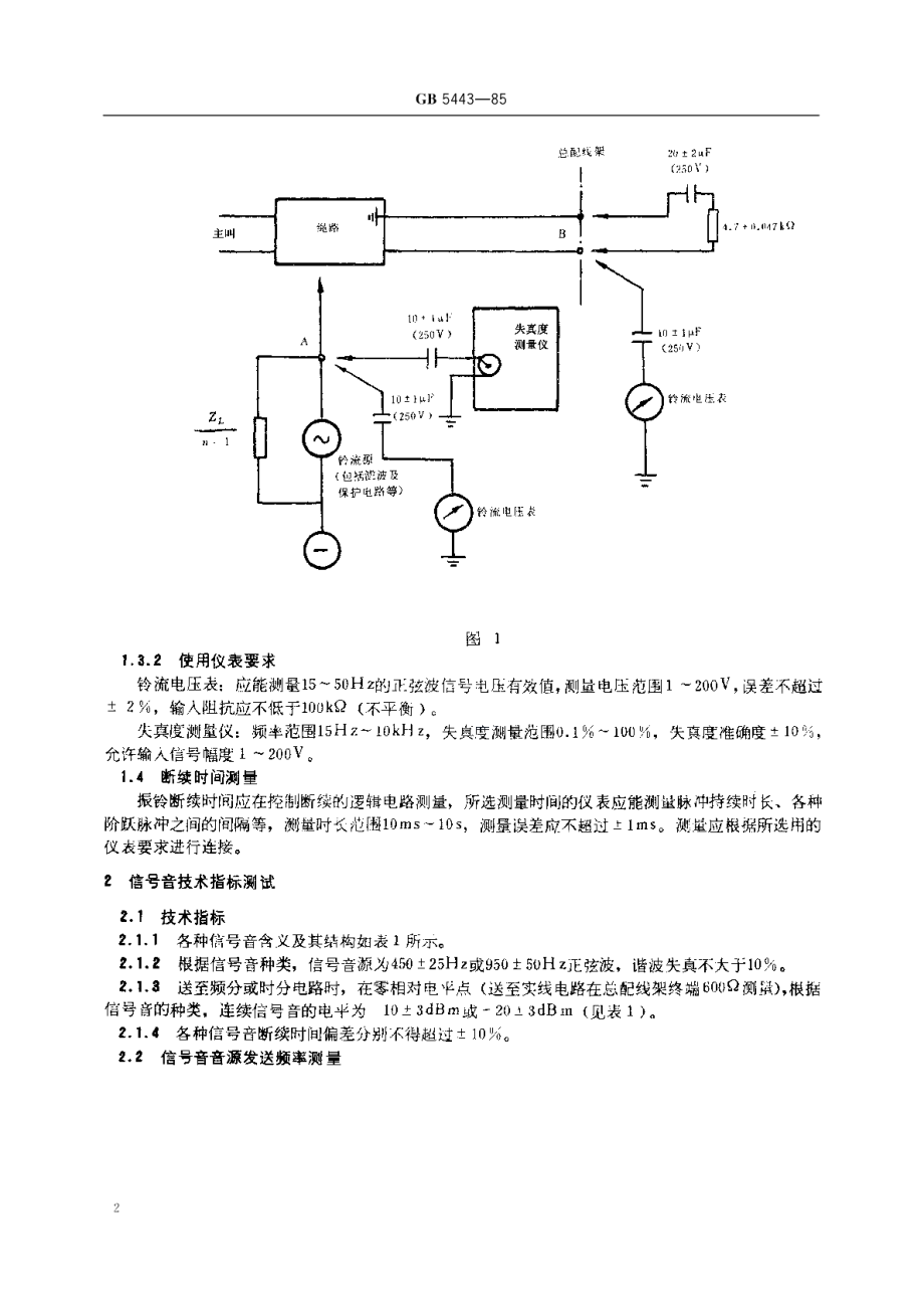 电话自动交换网铃流和信号音技术指标测试方法 GBT 5443-1985.pdf_第3页