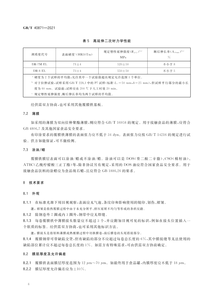 塑料薄膜热覆合钢板及钢带 GBT 40871-2021.pdf_第3页