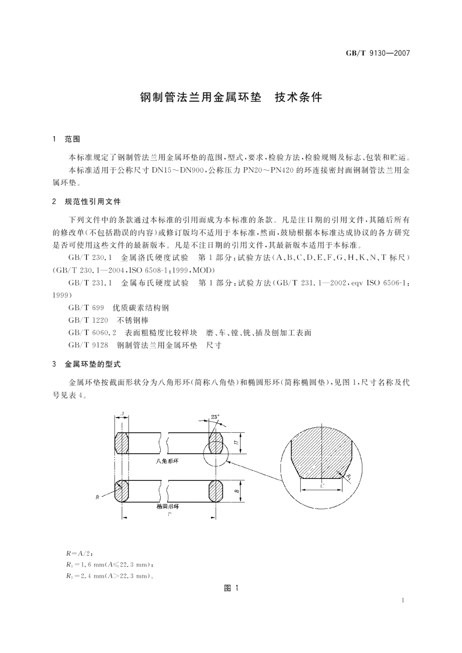 钢制管法兰用金属环垫技术条件 GBT 9130-2007.pdf_第3页