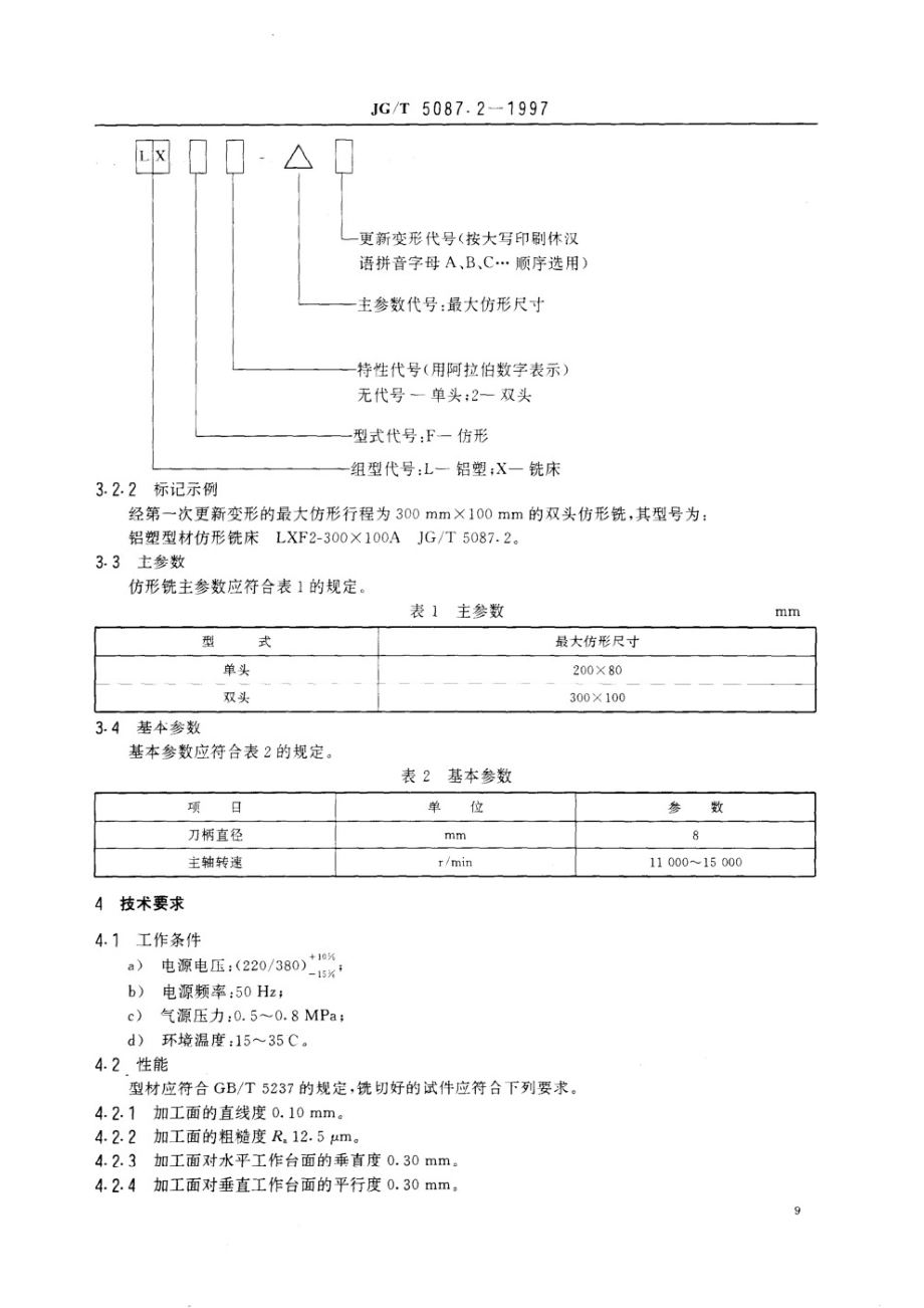 铝塑门窗组装设备 铝塑型材仿形铣床 JGT 5087.2-1997.pdf_第3页