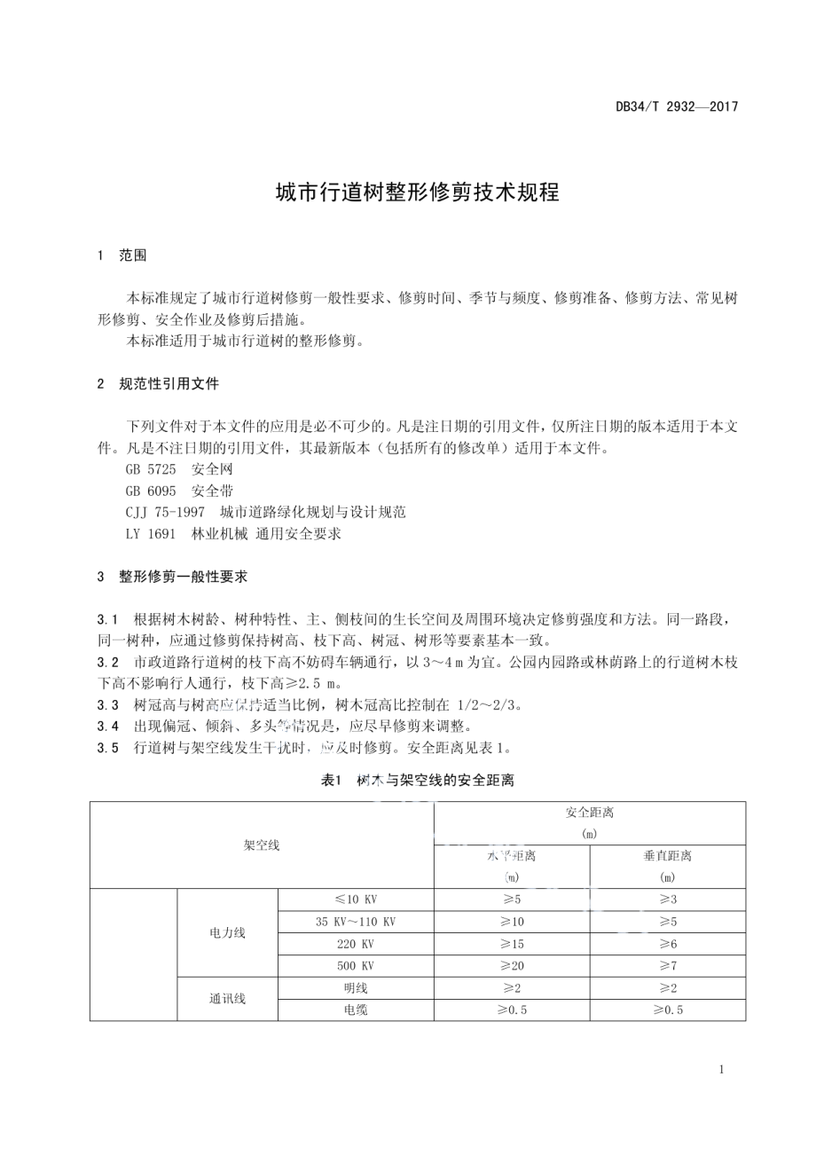 城市行道树整形修剪技术规程 DB34T 2932-2017.pdf_第3页