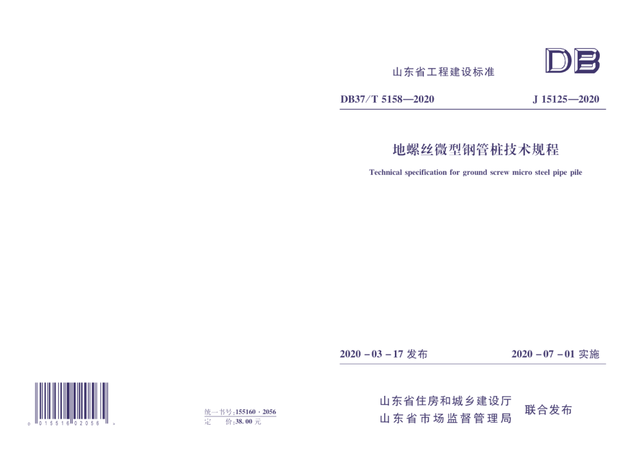 地螺丝微型钢管桩技术规程 DB37T 5158-2020.pdf_第1页