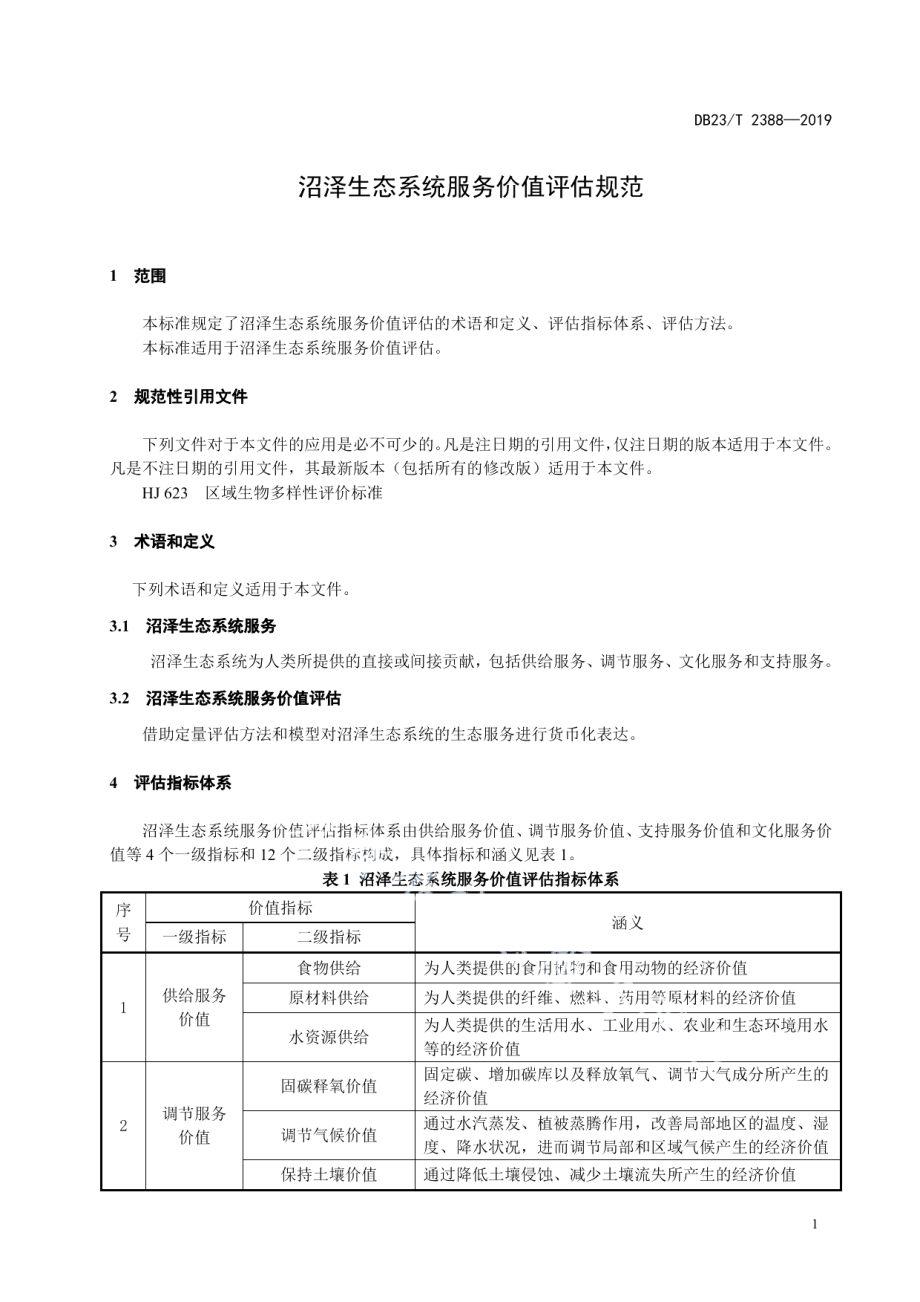 DB23T 2388—2019 沼泽生态系统服务价值评估规范.pdf_第3页