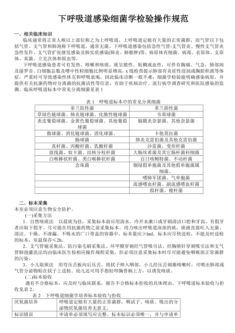 下呼吸道感染细菌学检验操作规范.doc_第1页