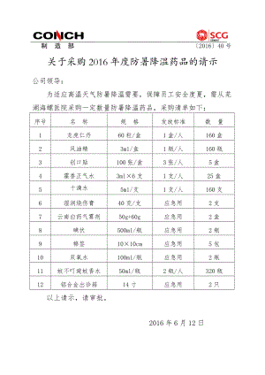 关于采购防暑降温药品的请示.doc