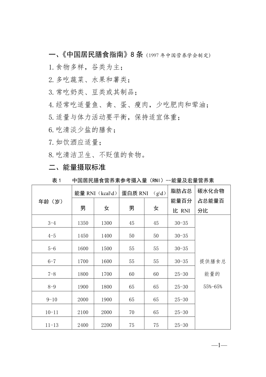 儿童营养配餐标准.doc_第1页