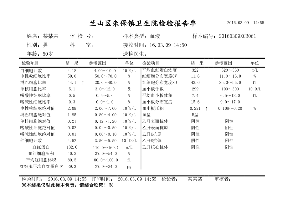 化验单模板样本----血常规.xls_第1页