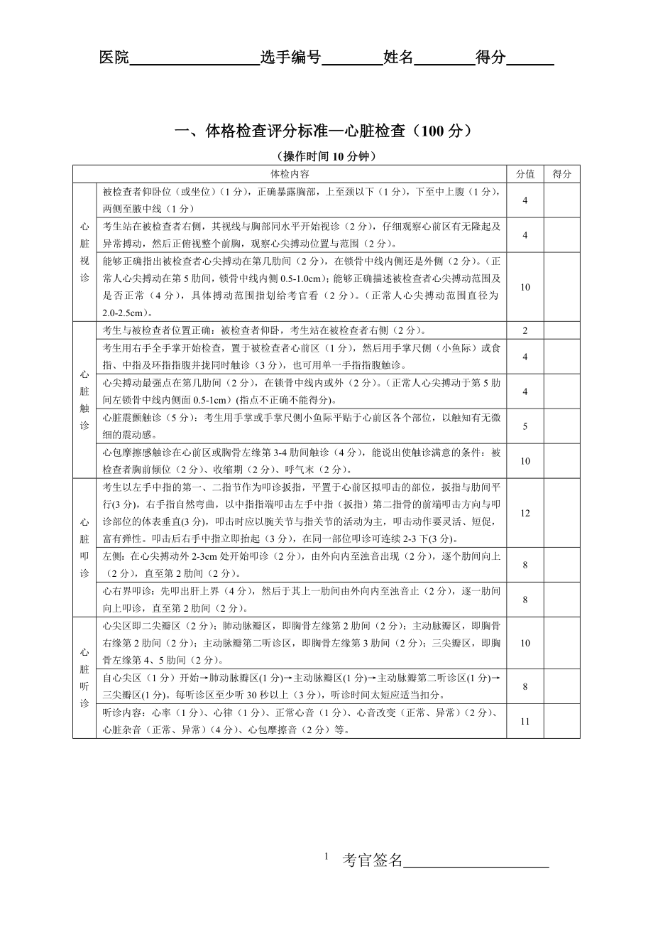 体格检查评分标准(心脏).doc_第1页