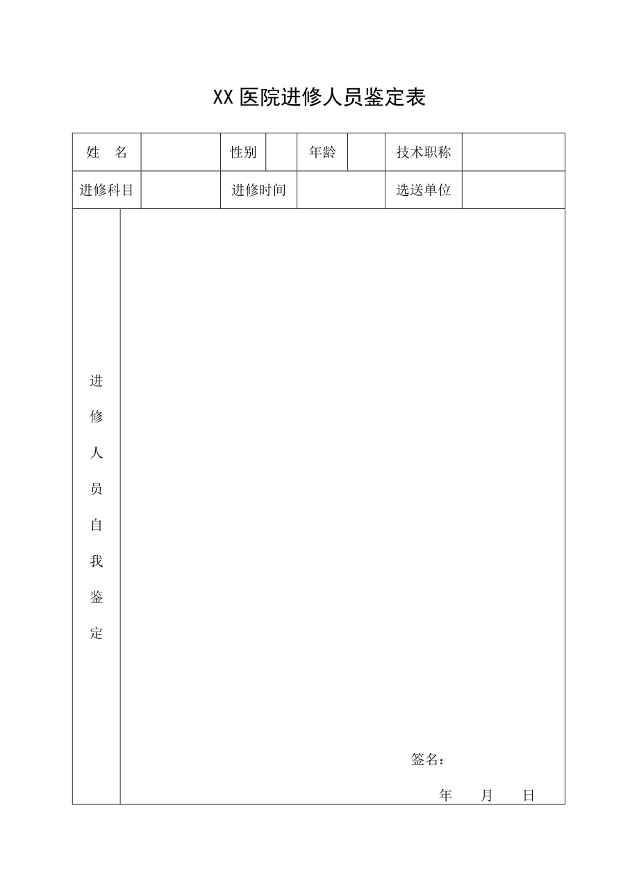 医院进修人员鉴定表.doc_第1页