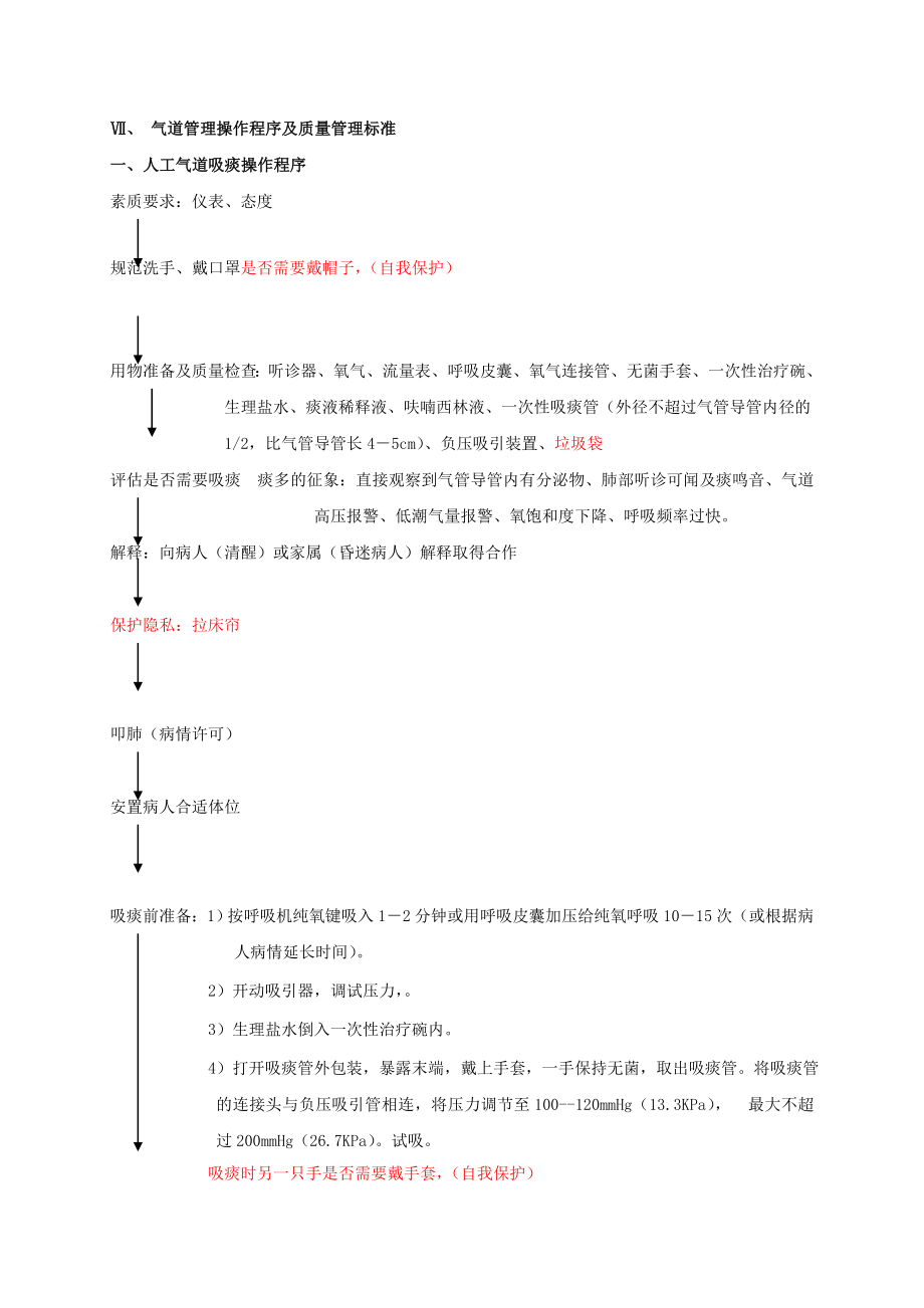 人工气道吸痰和经口腔或鼻腔吸痰操作程序.doc_第1页