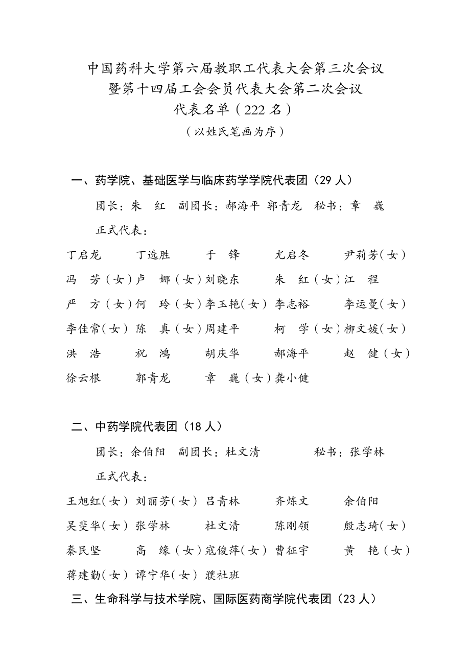 中国药科大学教职工代表大会第三次会议.doc_第1页