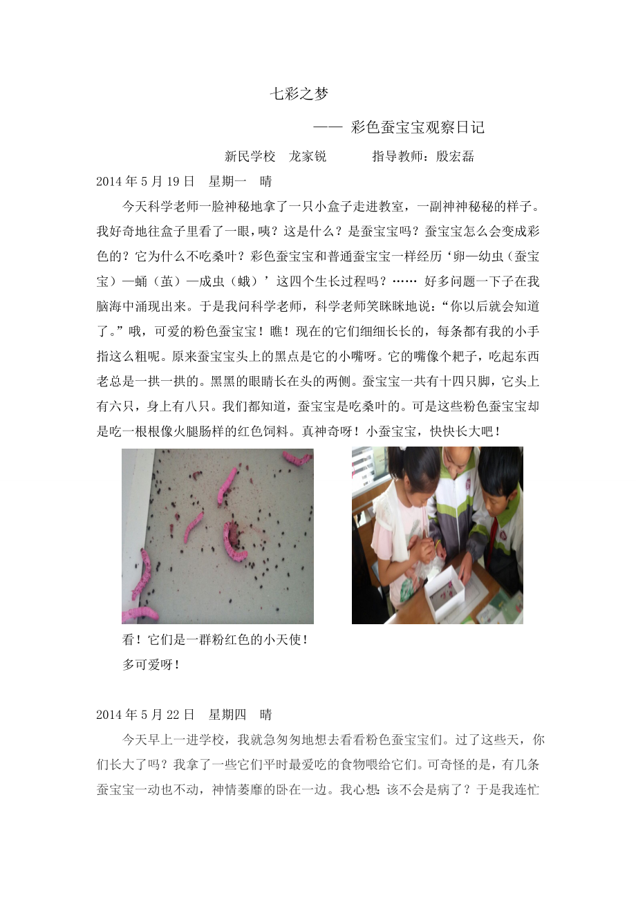 七彩之梦————彩色蚕宝宝观察日记.doc_第1页