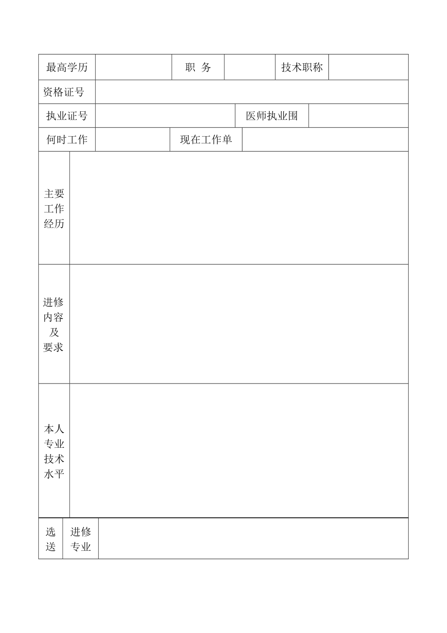 医院卫生专业技术人员进修申请表.doc_第2页