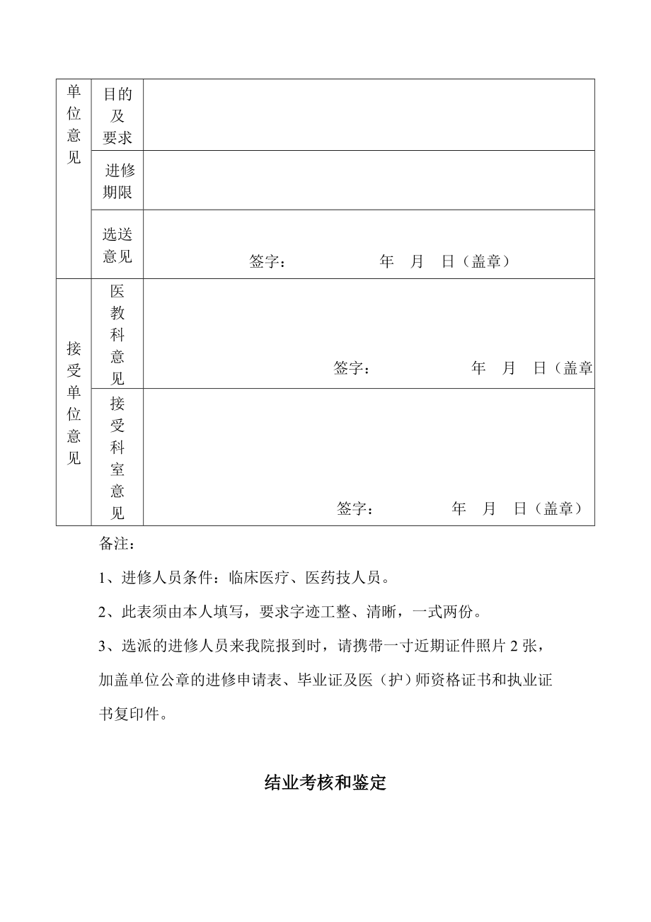 医院卫生专业技术人员进修申请表.doc_第3页