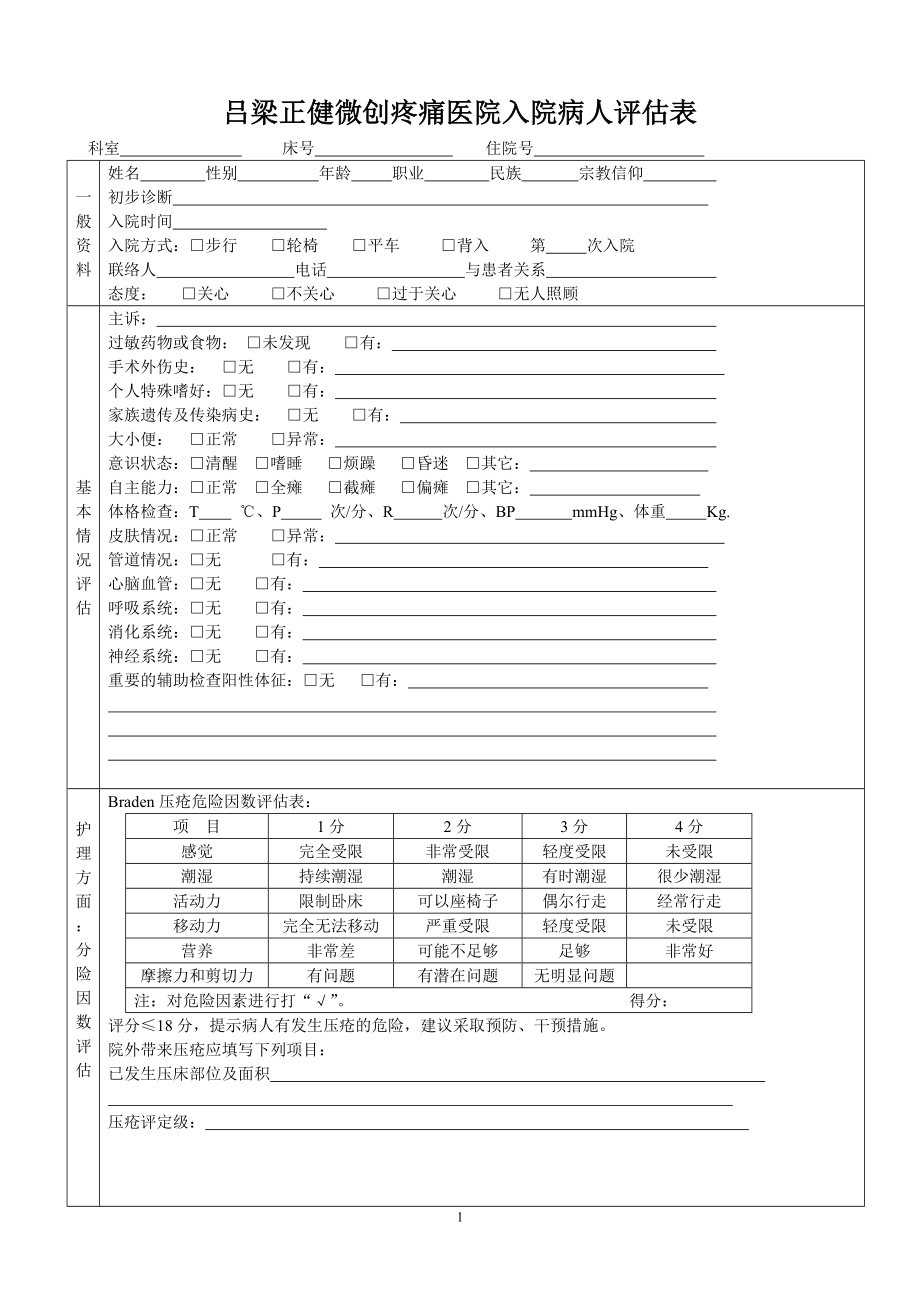 入院病人风险评估表(2017.11.6).doc_第1页