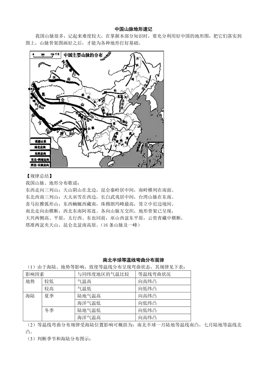 中国山脉速记、等温线弯曲分布规律.doc_第1页