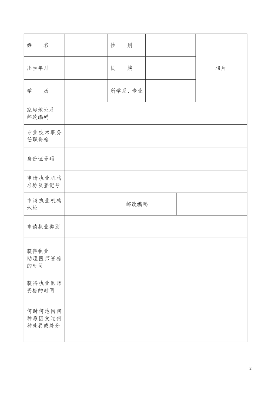 全国执业医师注册申请表(所需要的所有表格)-2.doc_第3页