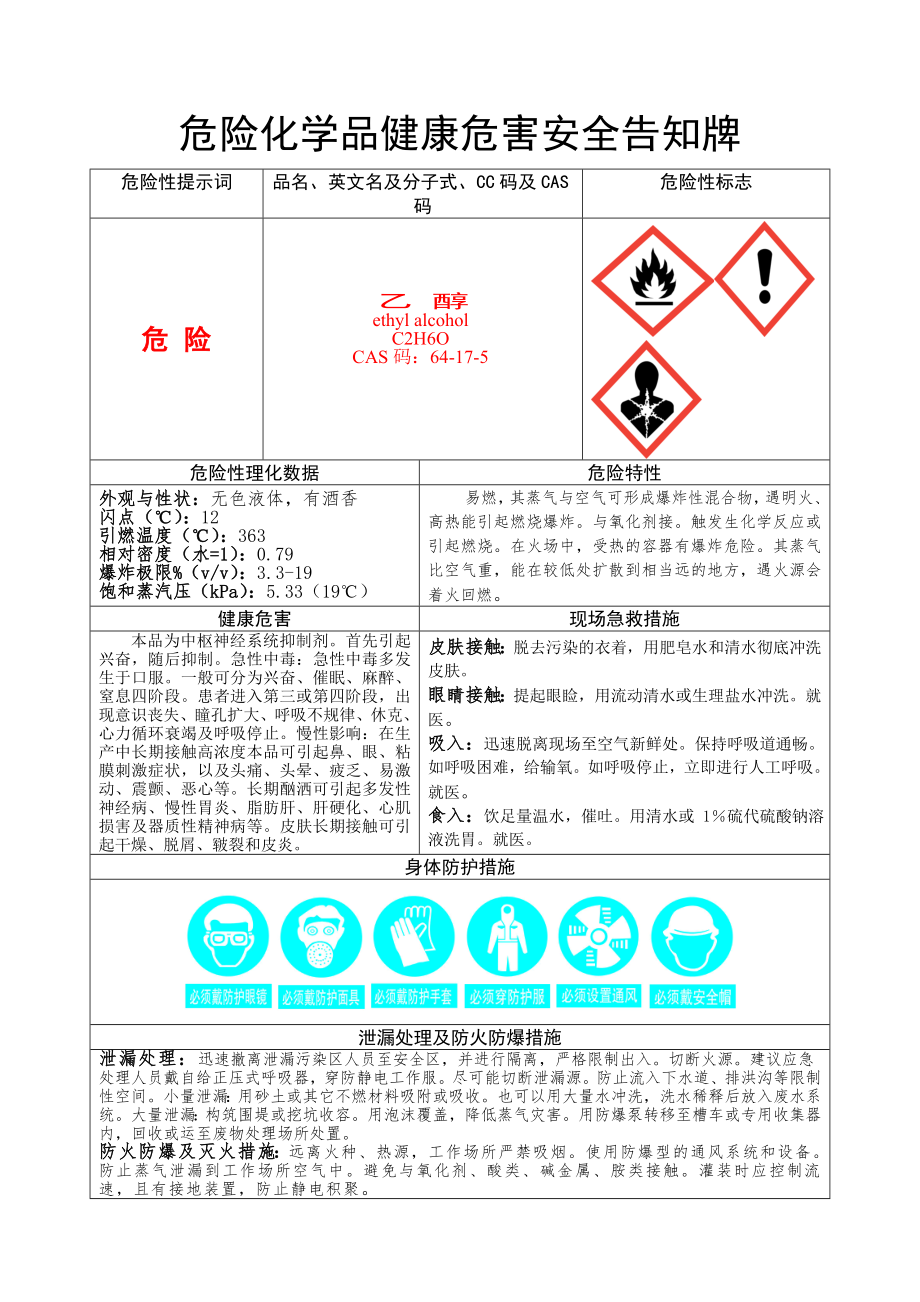 乙醇健康危害安全告知牌.doc_第1页