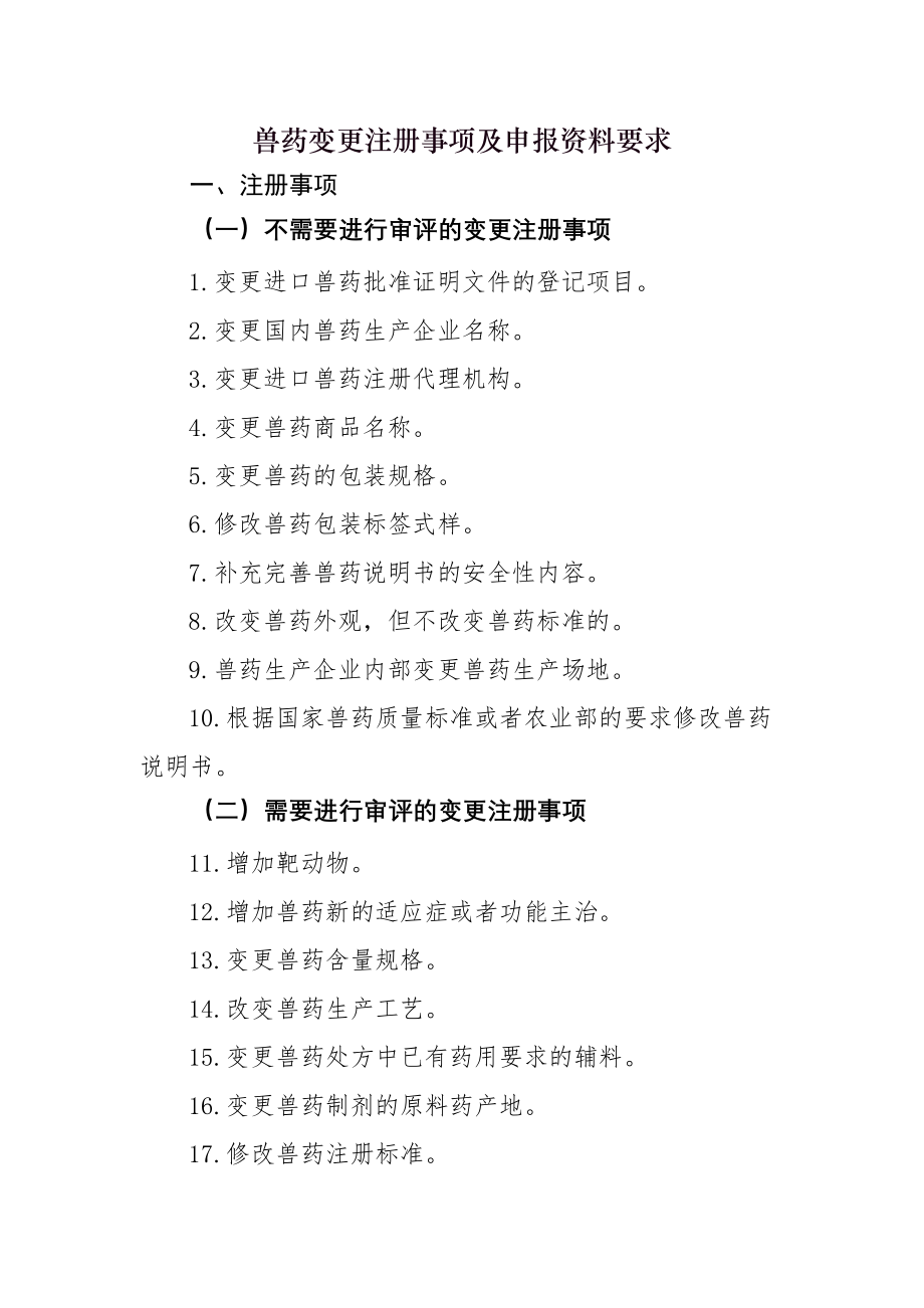 兽药变更注册事项及申报资料要求.doc_第1页