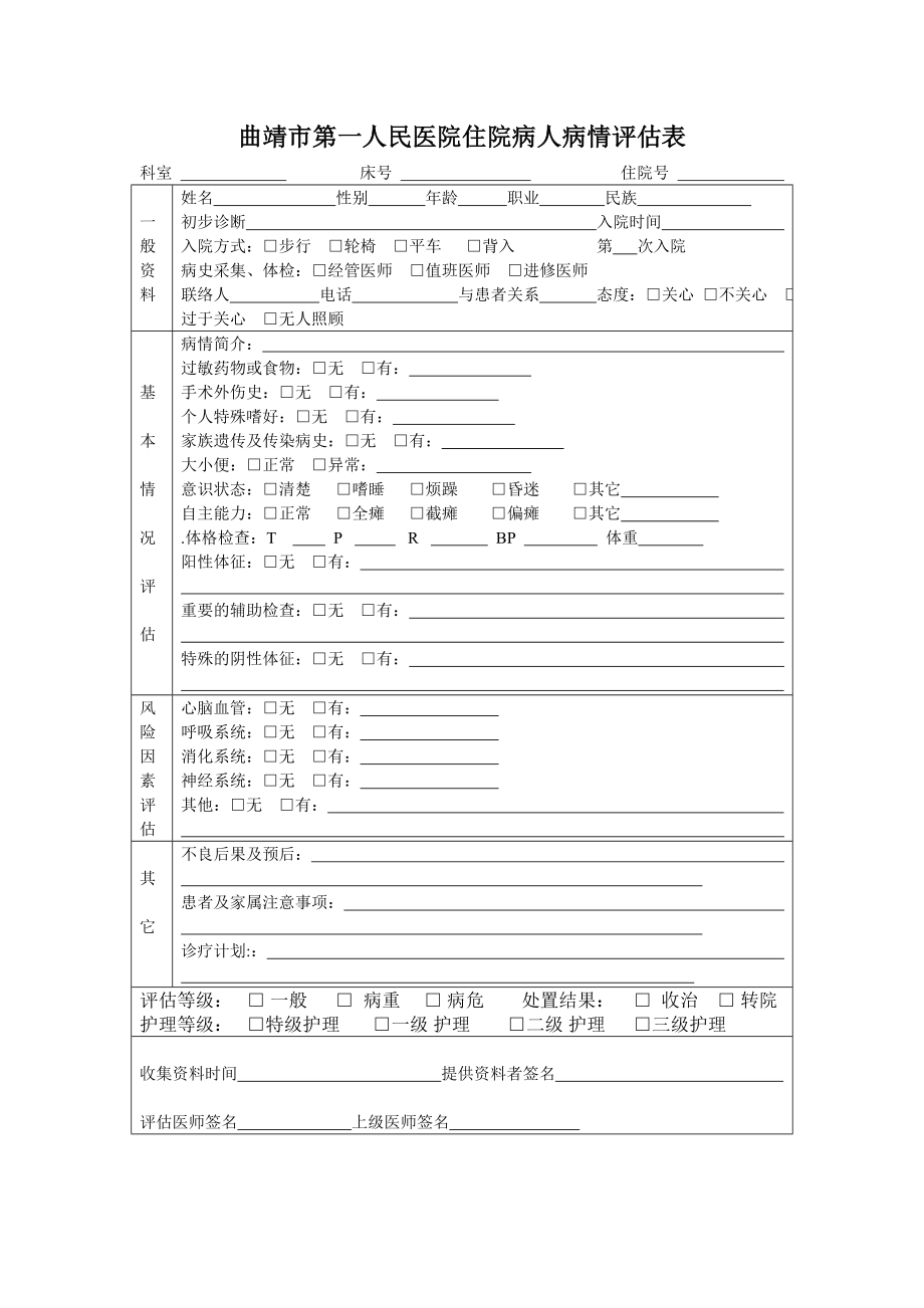 入院病人病情评估表.doc_第1页