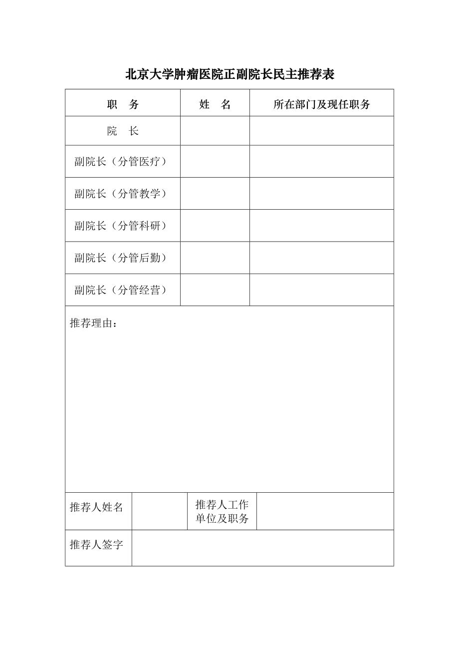 北京大学第三医院院长、副院长自荐登记表.doc_第1页