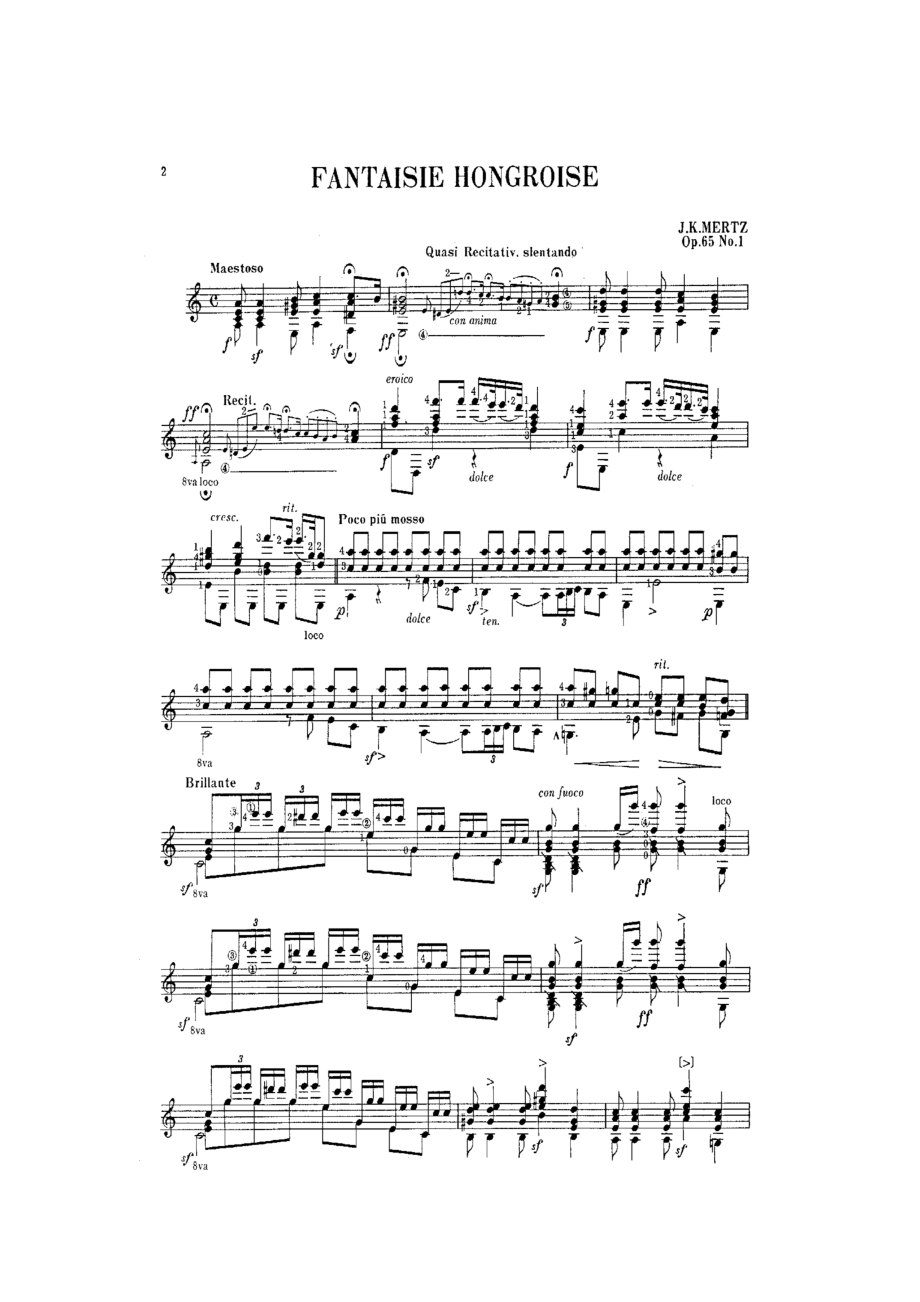 J.-K.-Mertz：Fantaisie-Hongroise-op.65梅尔兹-(匈牙利幻想曲)(古典吉他曲谱).doc_第1页