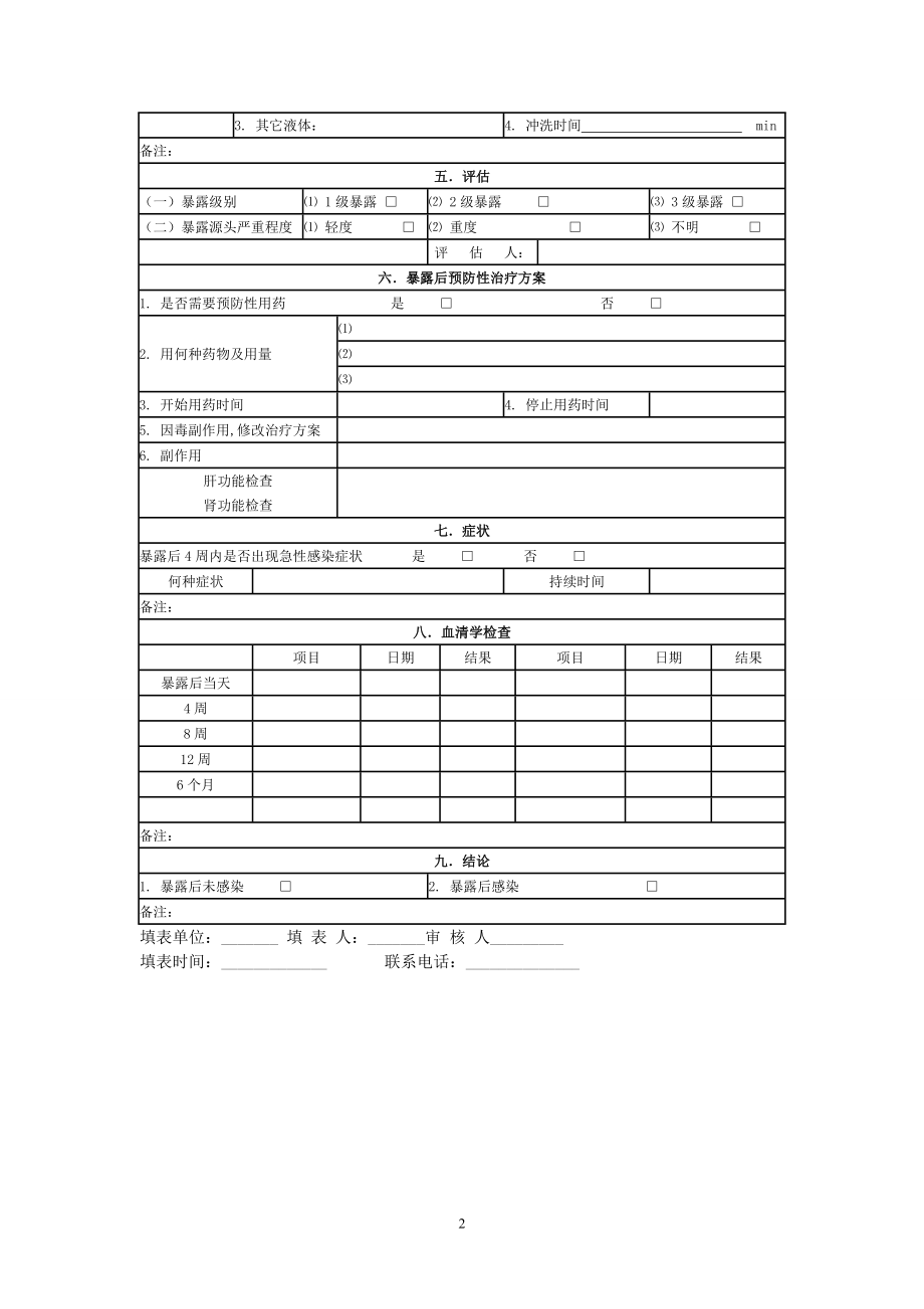 医院工作人员职业暴露个案登记表.doc_第2页