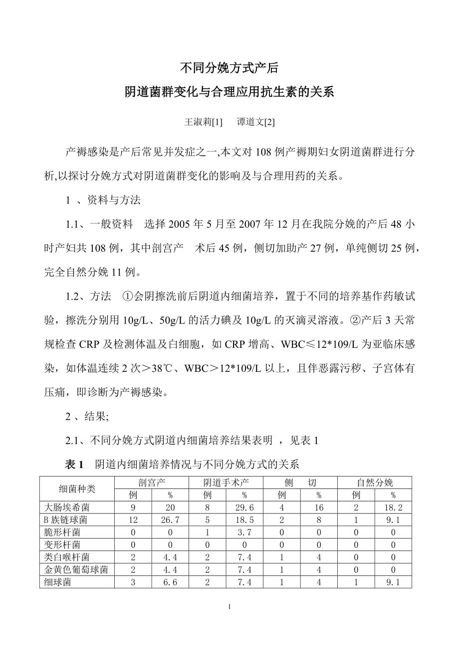 不同分娩方式产后感染.doc_第1页