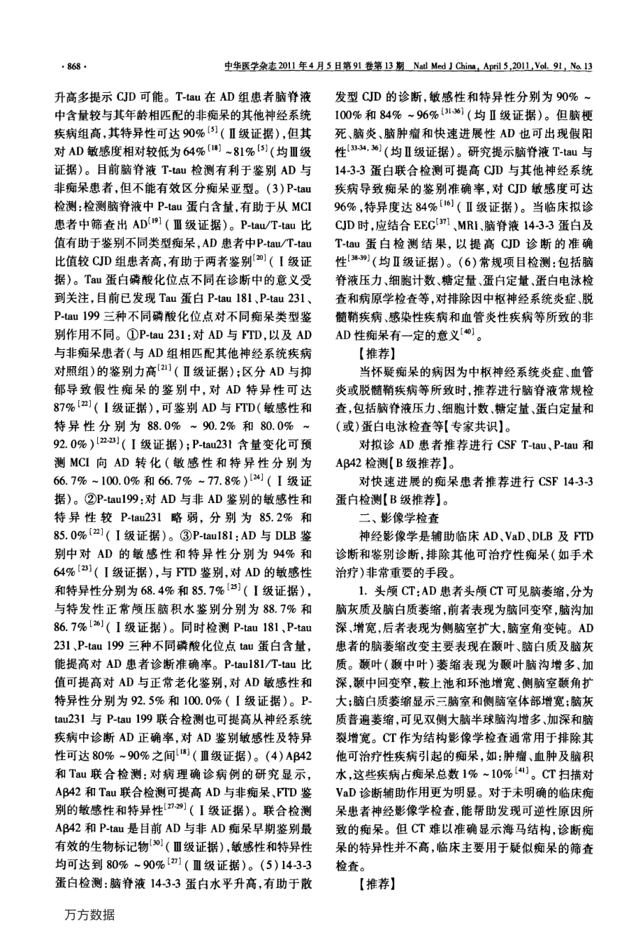 中国痴呆与认知障碍诊治指南(四)-辅助检查及其选择.pdf_第2页