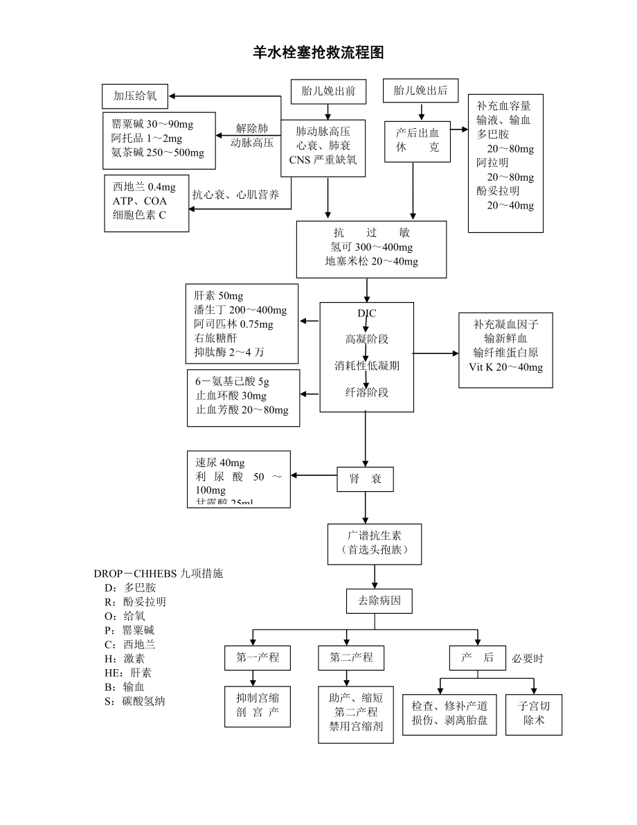 羊水栓塞抢救流程图、产后出血应急流程、子痫应急流程.rtf_第1页