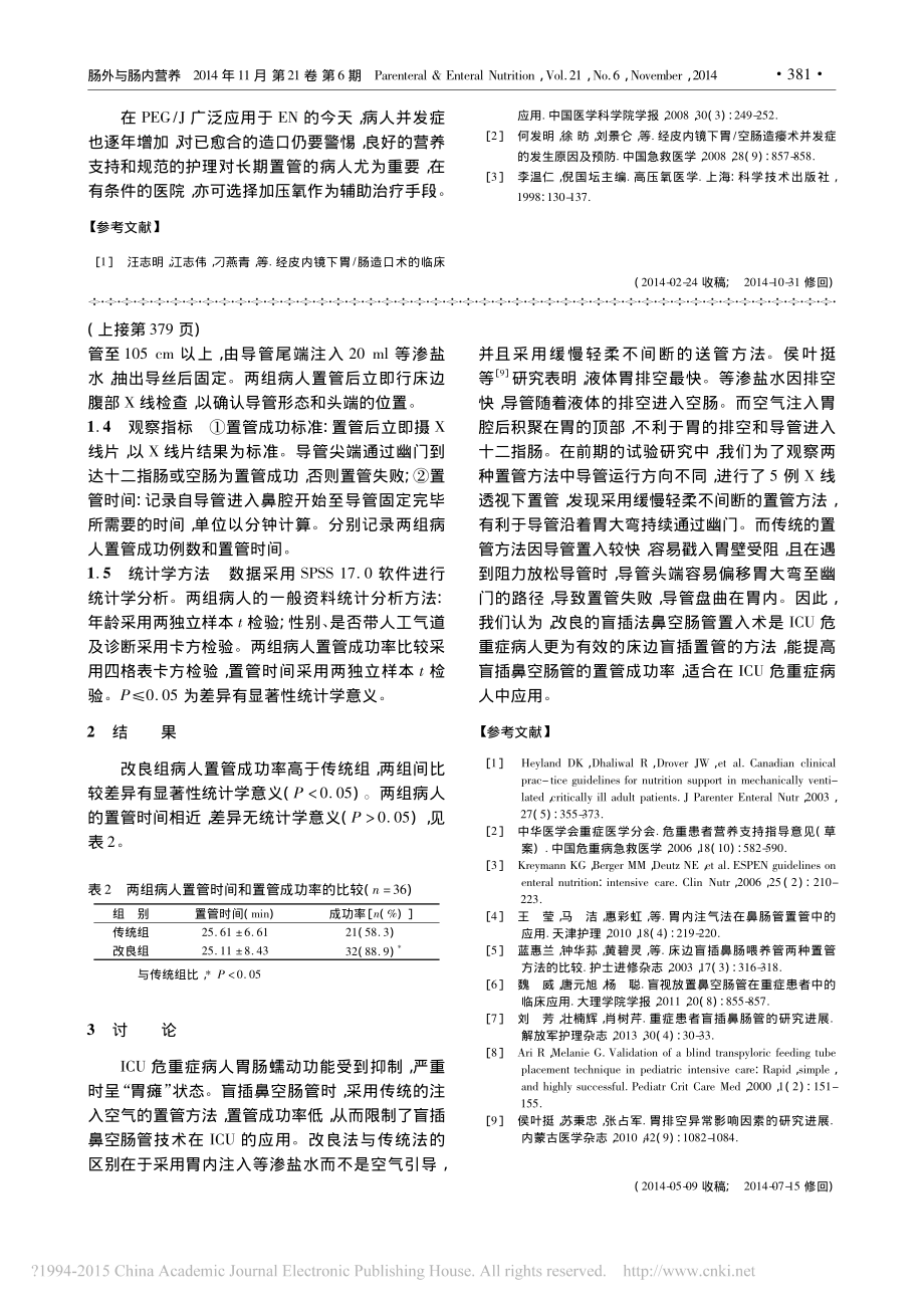 改良盲插法鼻空肠管置入术在危重症病人中的应用-谢艳梅.pdf_第2页