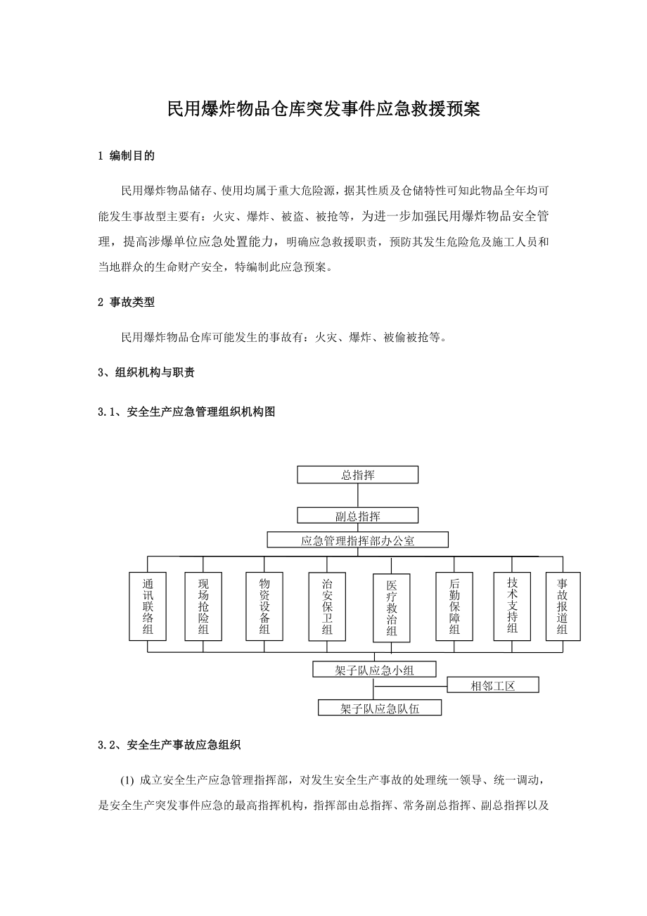 民用爆炸物品仓库突发事件应急救援预案(DOC).doc_第1页