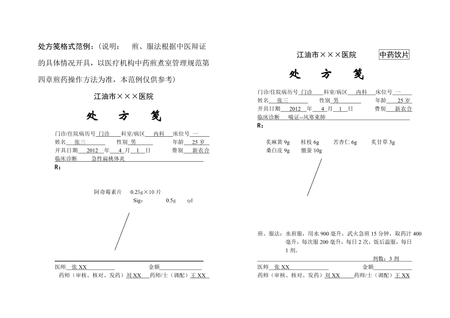 处方笺标准格式范例.doc_第1页