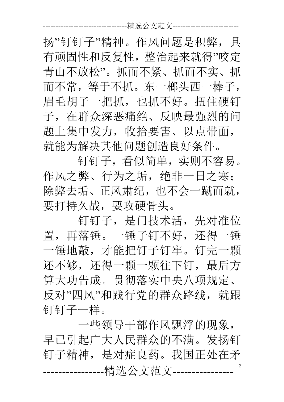 发扬”钉钉子”的精神心得体会(精选多篇).doc_第2页