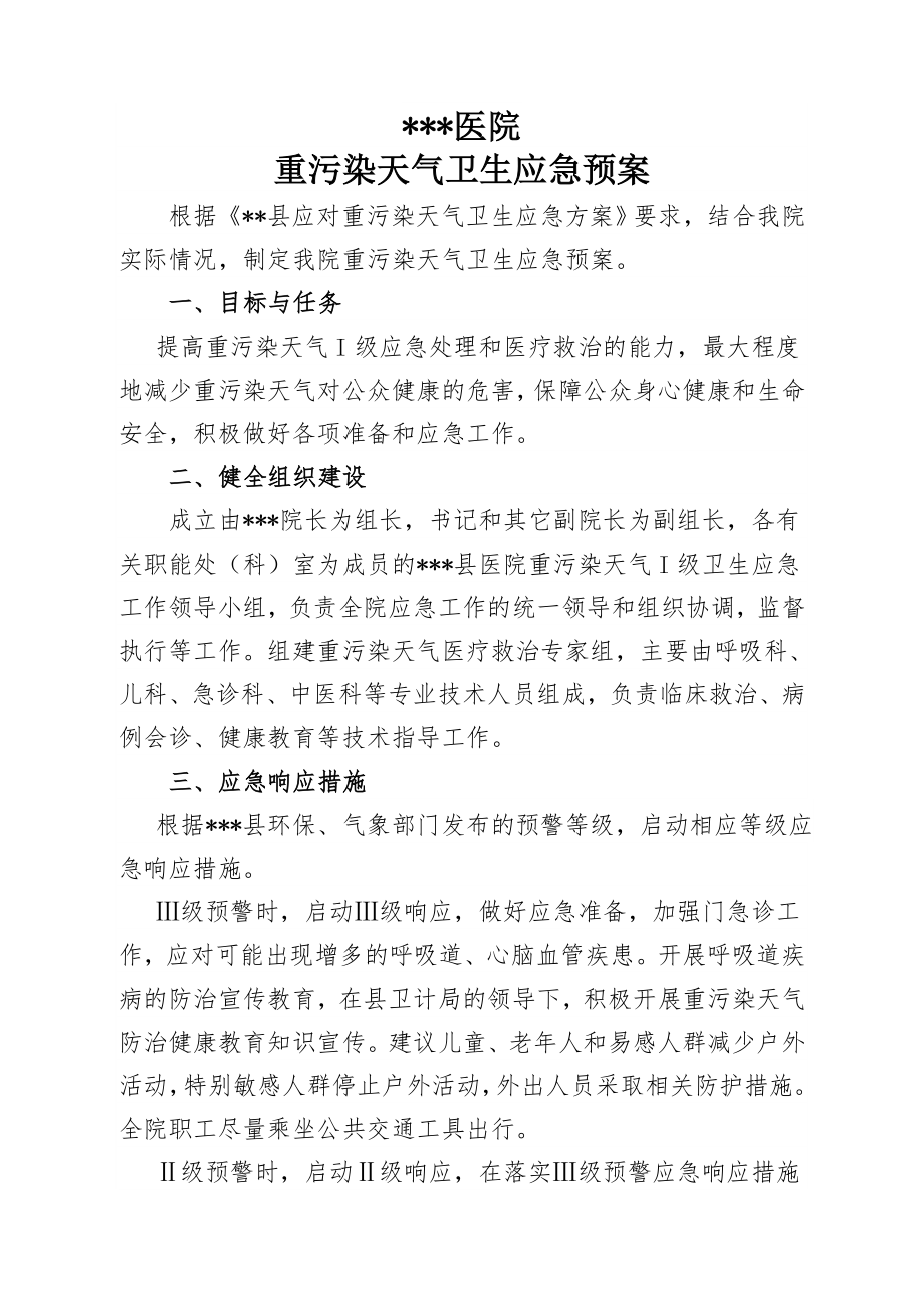 县医院重污染天气应急预案.doc_第1页